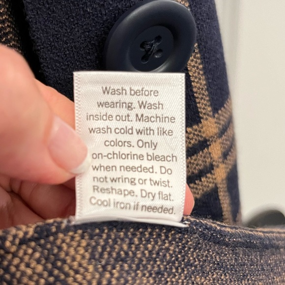 Nine West Navy Plaid Coatigan, Long Sweater, LN, Small - Picture 11 of 12